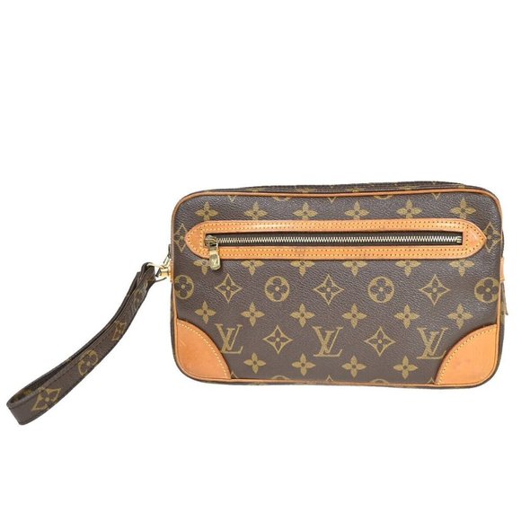 LOUIS VUITTON Marly Dragonne GM Clutch Hand Bag Monogram Brown M51825 33EA337 - Picture 1 of 15